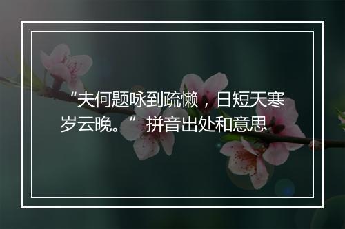 “夫何题咏到疏懒，日短天寒岁云晚。”拼音出处和意思