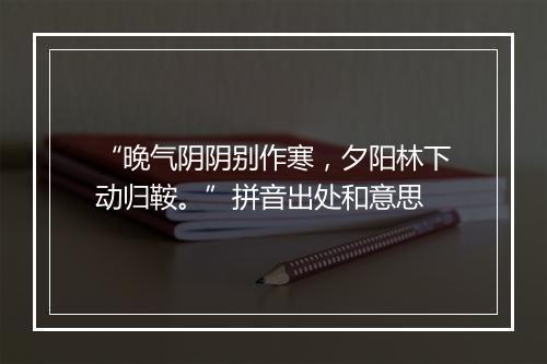 “晚气阴阴别作寒，夕阳林下动归鞍。”拼音出处和意思