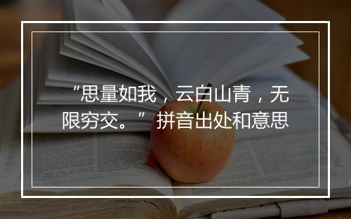 “思量如我，云白山青，无限穷交。”拼音出处和意思