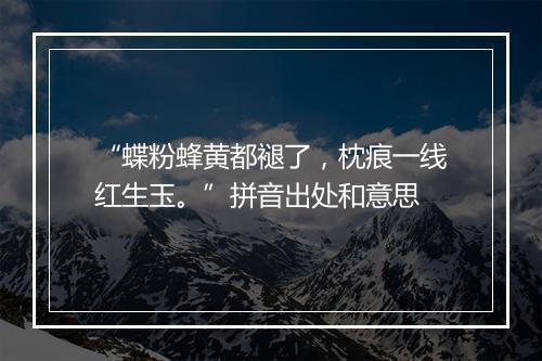 “蝶粉蜂黄都褪了，枕痕一线红生玉。”拼音出处和意思