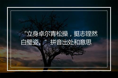 “立身卓尔青松操，挺志铿然白璧姿。”拼音出处和意思