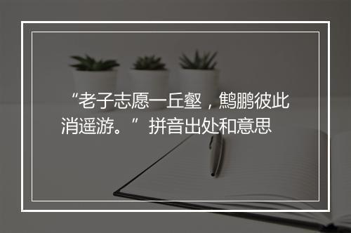 “老子志愿一丘壑，鹪鹏彼此消遥游。”拼音出处和意思