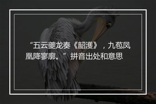 “五云夔龙奏《韶濩》，九苞凤凰降寥廓。”拼音出处和意思