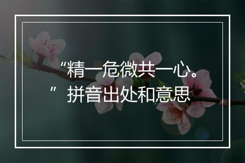 “精一危微共一心。”拼音出处和意思