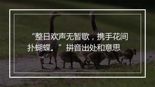 “整日欢声无暂歇，携手花间扑蝴蝶。”拼音出处和意思