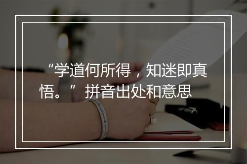 “学道何所得，知迷即真悟。”拼音出处和意思