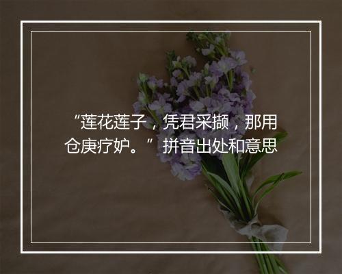 “莲花莲子，凭君采撷，那用仓庚疗妒。”拼音出处和意思