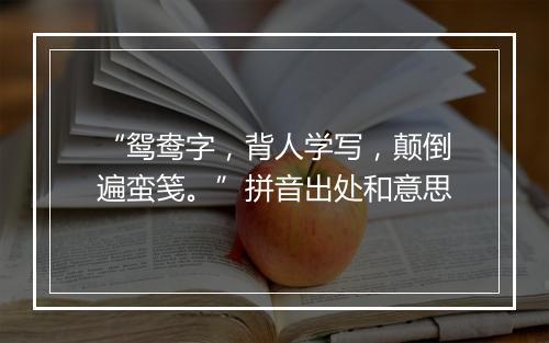 “鸳鸯字，背人学写，颠倒遍蛮笺。”拼音出处和意思