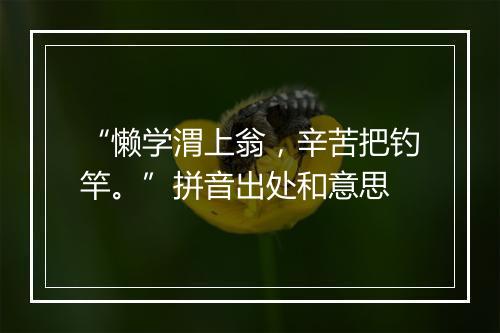 “懒学渭上翁，辛苦把钓竿。”拼音出处和意思