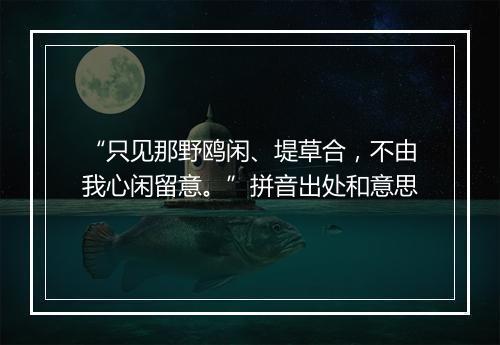 “只见那野鸥闲、堤草合，不由我心闲留意。”拼音出处和意思