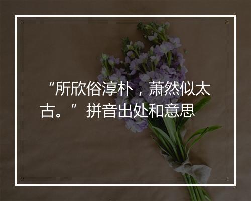 “所欣俗淳朴，萧然似太古。”拼音出处和意思