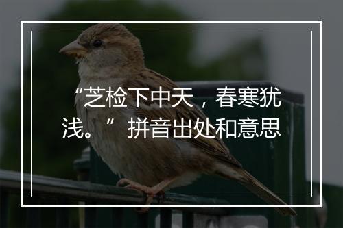 “芝检下中天，春寒犹浅。”拼音出处和意思