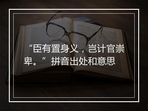 “臣有置身义，岂计官崇卑。”拼音出处和意思