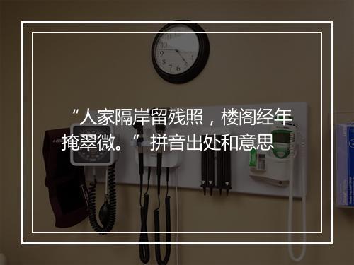 “人家隔岸留残照，楼阁经年掩翠微。”拼音出处和意思