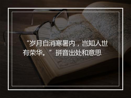 “岁月自消寒暑内，岂知人世有荣华。”拼音出处和意思