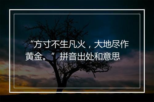 “方寸不生凡火，大地尽作黄金。”拼音出处和意思