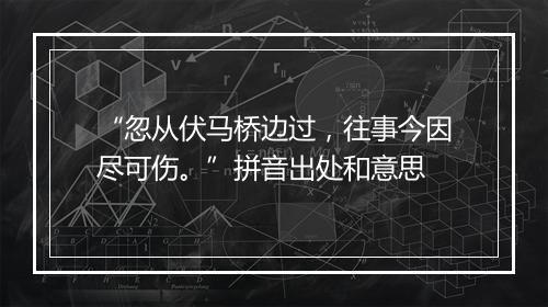 “忽从伏马桥边过，往事今因尽可伤。”拼音出处和意思