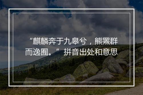 “麒麟奔于九皋兮，熊罴群而逸囿。”拼音出处和意思