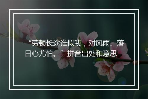 “劳顿长途谁似我，对风雨、落日心尤怕。”拼音出处和意思