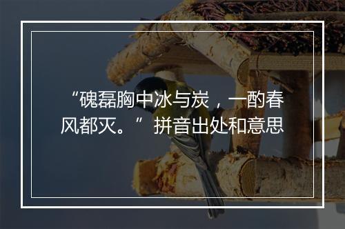 “磈磊胸中冰与炭，一酌春风都灭。”拼音出处和意思