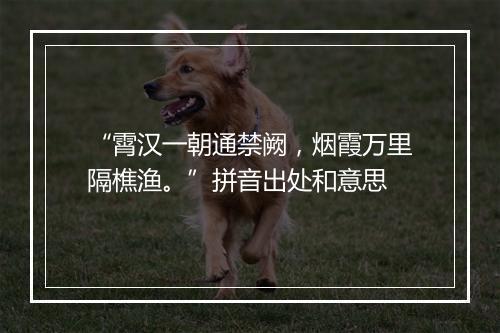 “霄汉一朝通禁阙，烟霞万里隔樵渔。”拼音出处和意思