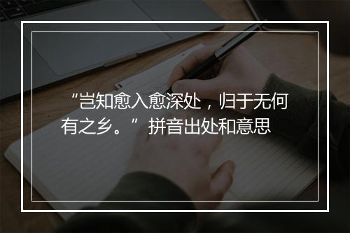 “岂知愈入愈深处，归于无何有之乡。”拼音出处和意思