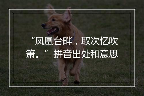 “凤凰台畔，取次忆吹箫。”拼音出处和意思