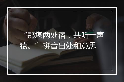 “那堪两处宿，共听一声猿。”拼音出处和意思