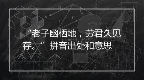 “老子幽栖地，劳君久见存。”拼音出处和意思