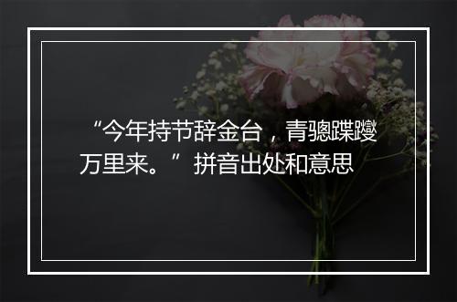 “今年持节辞金台，青骢蹀躞万里来。”拼音出处和意思