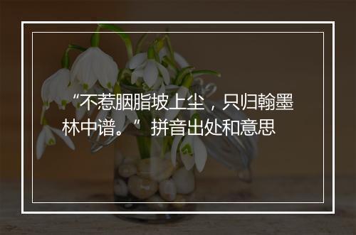 “不惹胭脂坡上尘，只归翰墨林中谱。”拼音出处和意思