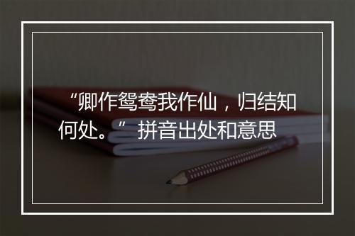 “卿作鸳鸯我作仙，归结知何处。”拼音出处和意思