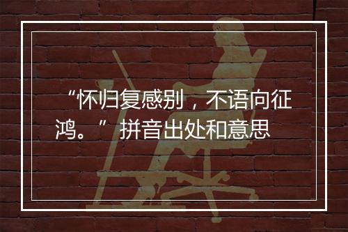 “怀归复感别，不语向征鸿。”拼音出处和意思