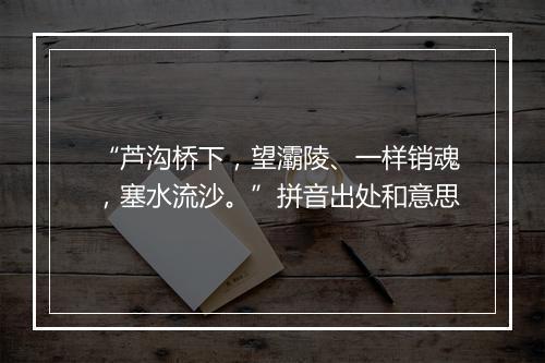 “芦沟桥下，望灞陵、一样销魂，塞水流沙。”拼音出处和意思