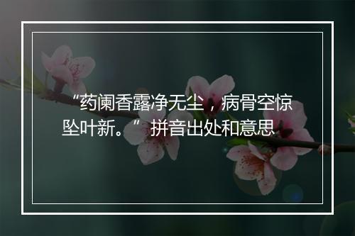 “药阑香露净无尘，病骨空惊坠叶新。”拼音出处和意思