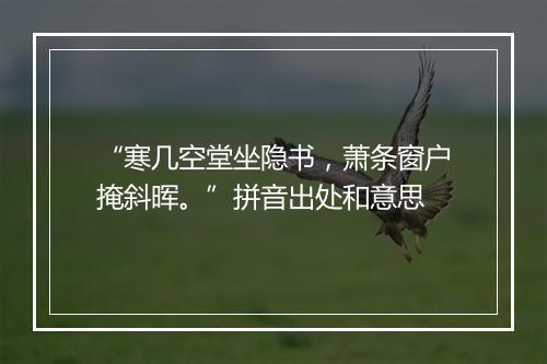 “寒几空堂坐隐书，萧条窗户掩斜晖。”拼音出处和意思