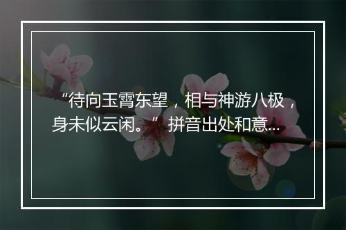 “待向玉霄东望，相与神游八极，身未似云闲。”拼音出处和意思