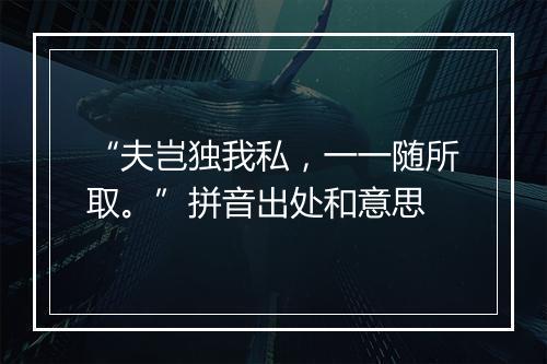 “夫岂独我私，一一随所取。”拼音出处和意思