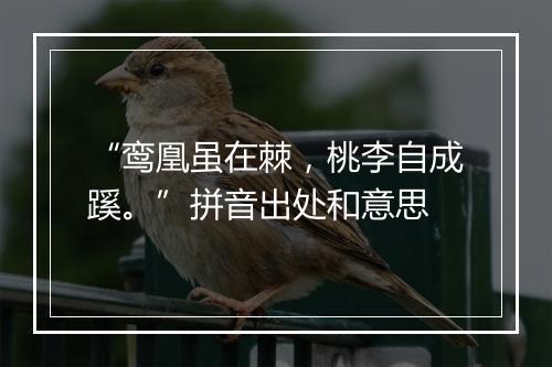 “鸾凰虽在棘，桃李自成蹊。”拼音出处和意思