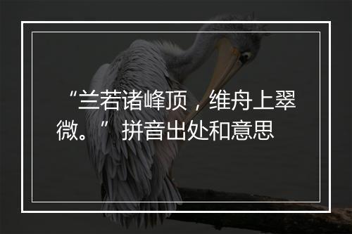 “兰若诸峰顶，维舟上翠微。”拼音出处和意思