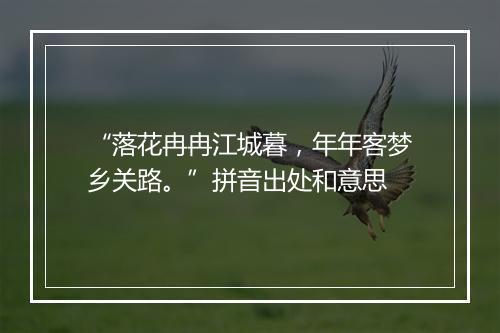 “落花冉冉江城暮，年年客梦乡关路。”拼音出处和意思